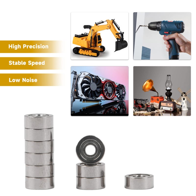 CNBTR كرات تحمل فولاذية صغيرة CNBTR 10 قطع 2x6x2.5 مم عجلات انزلاقية MR62ZZ لتحمل الكرة المصغرة للأدوات الكهربائية، صناعة DIY - Image 2